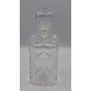 Vintage Signed Atlantis Miguel Crystal Square Whiskey Bourbon Decanter Barware